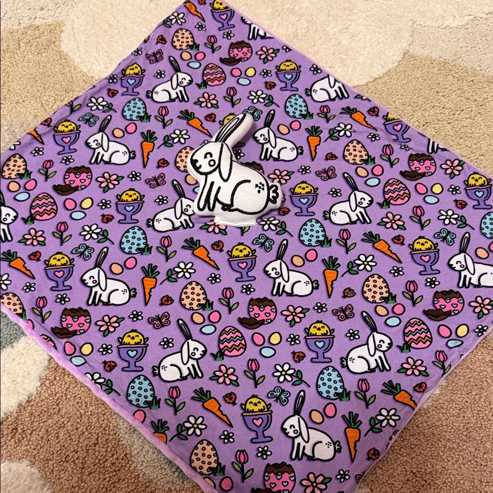 Playful Lavender Bunny & Easter Print lovey